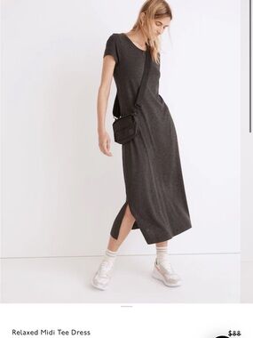 Madewell Midi Relaxed T-Shirt Dress, Heather charcoal